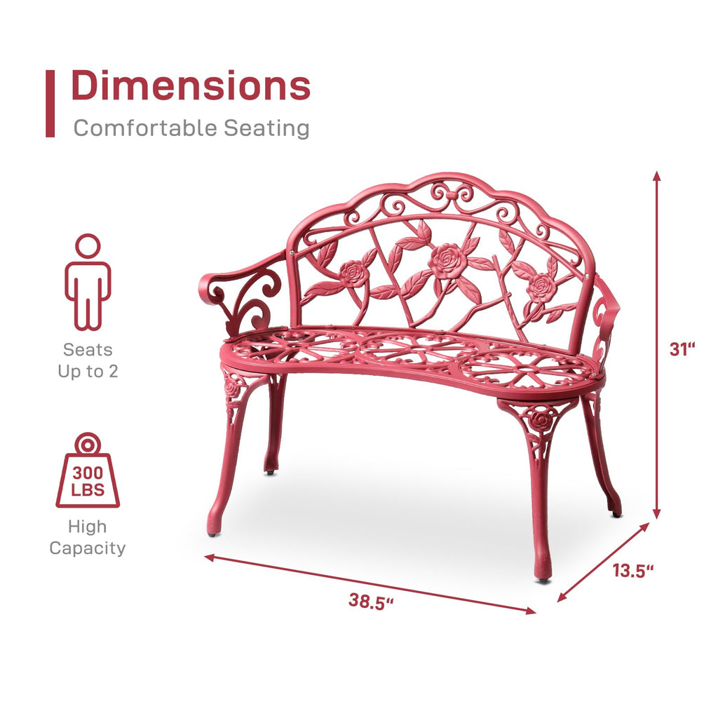 38.5" Cast Iron Aluminum Patio Bench V96327