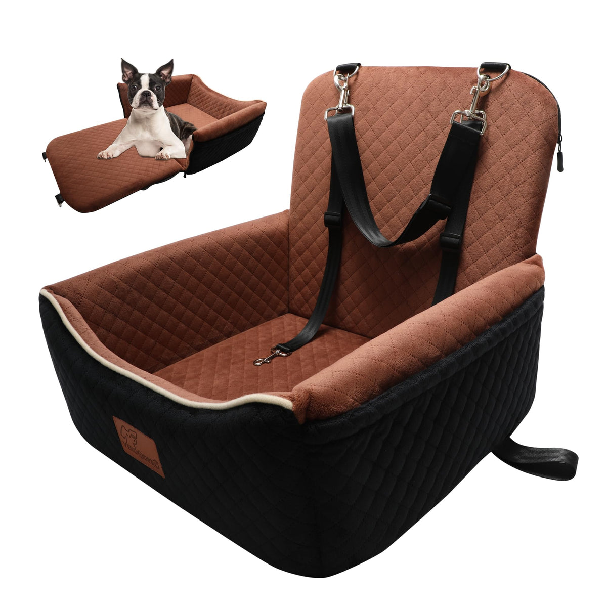 Dog Car Seat Bed 2 in 1 Memory Foam Removable Washable N67039