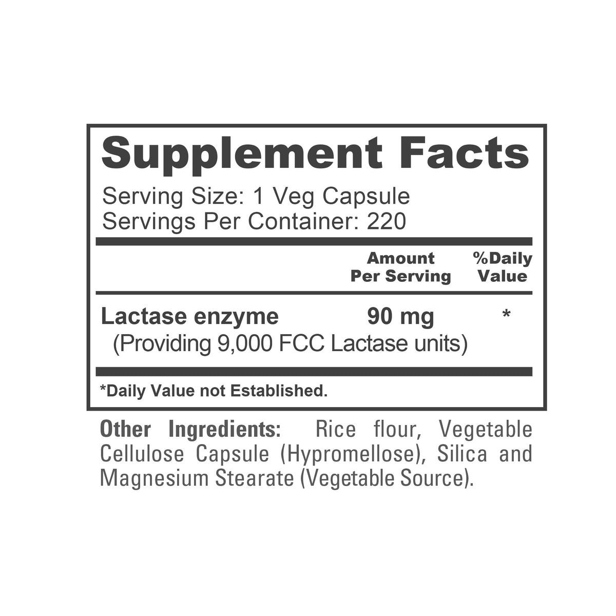 Vegan Lactase Enzyme 220 Veg Capsules T9251