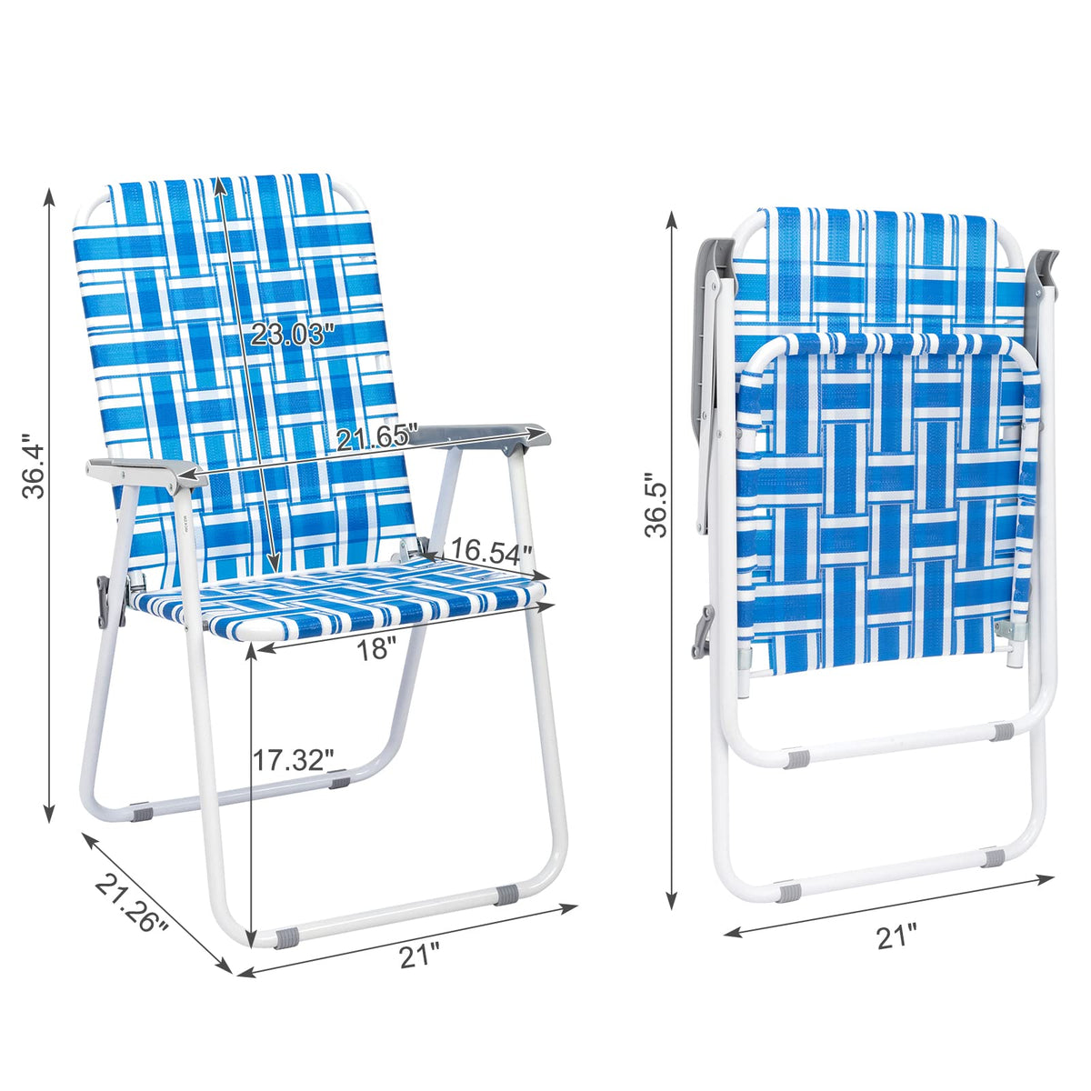 Blue Webbed Folding Lawn Chairs Set of 2 H49647