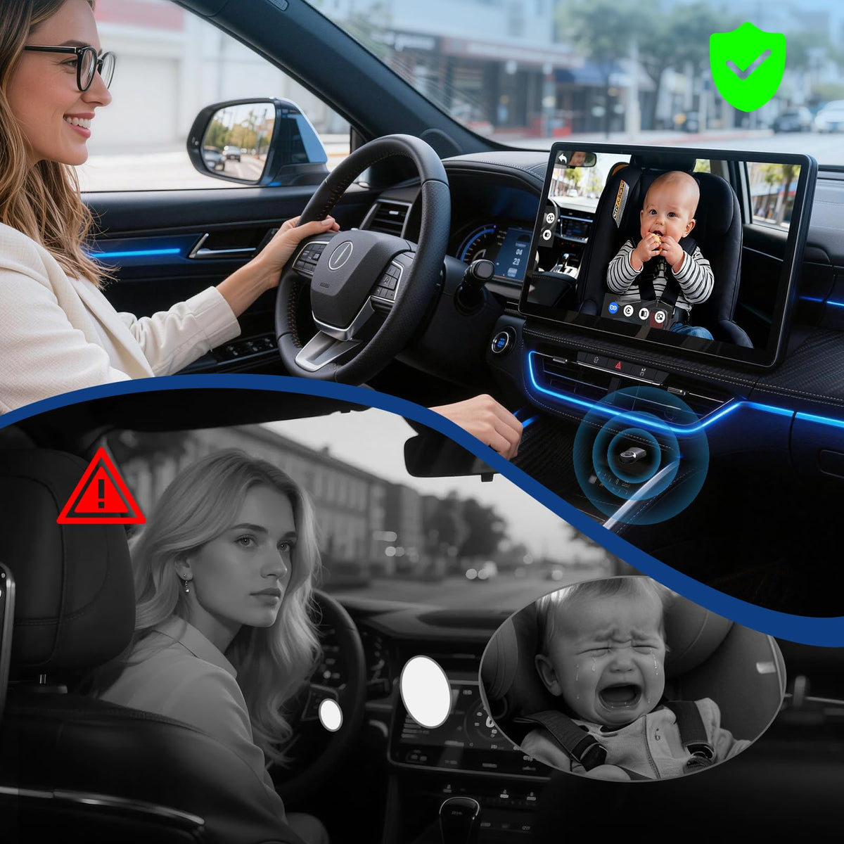 Baby Car Camera with Wireless CarPlay Adapter, 1080P HD, IR Night Vision, 150° Wide-Angle F5475