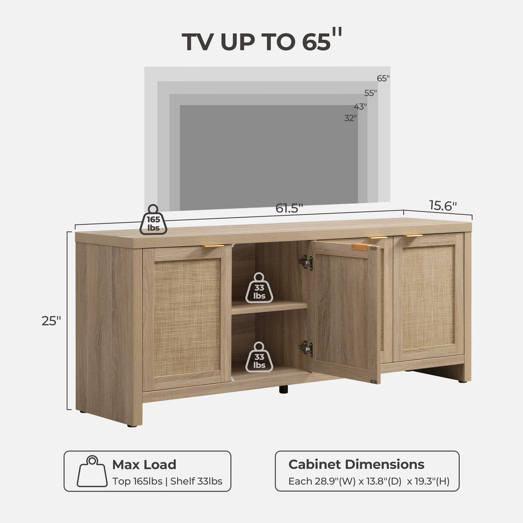 TV Stand with 4 Rattan Cabinets G89259