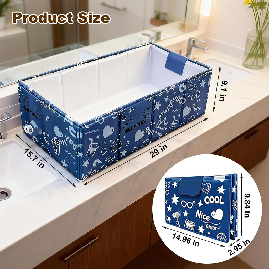 Foldable Dog Bathtub for Small to Medium Dogs & Cats, Blue U443752