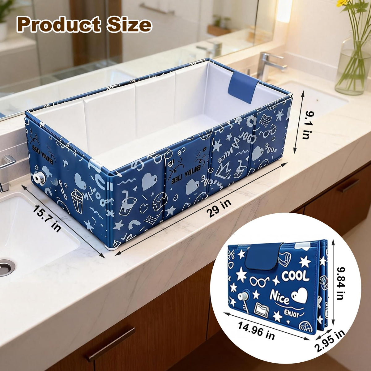 Foldable Dog Bathtub for Small to Medium Dogs & Cats, Blue U443752