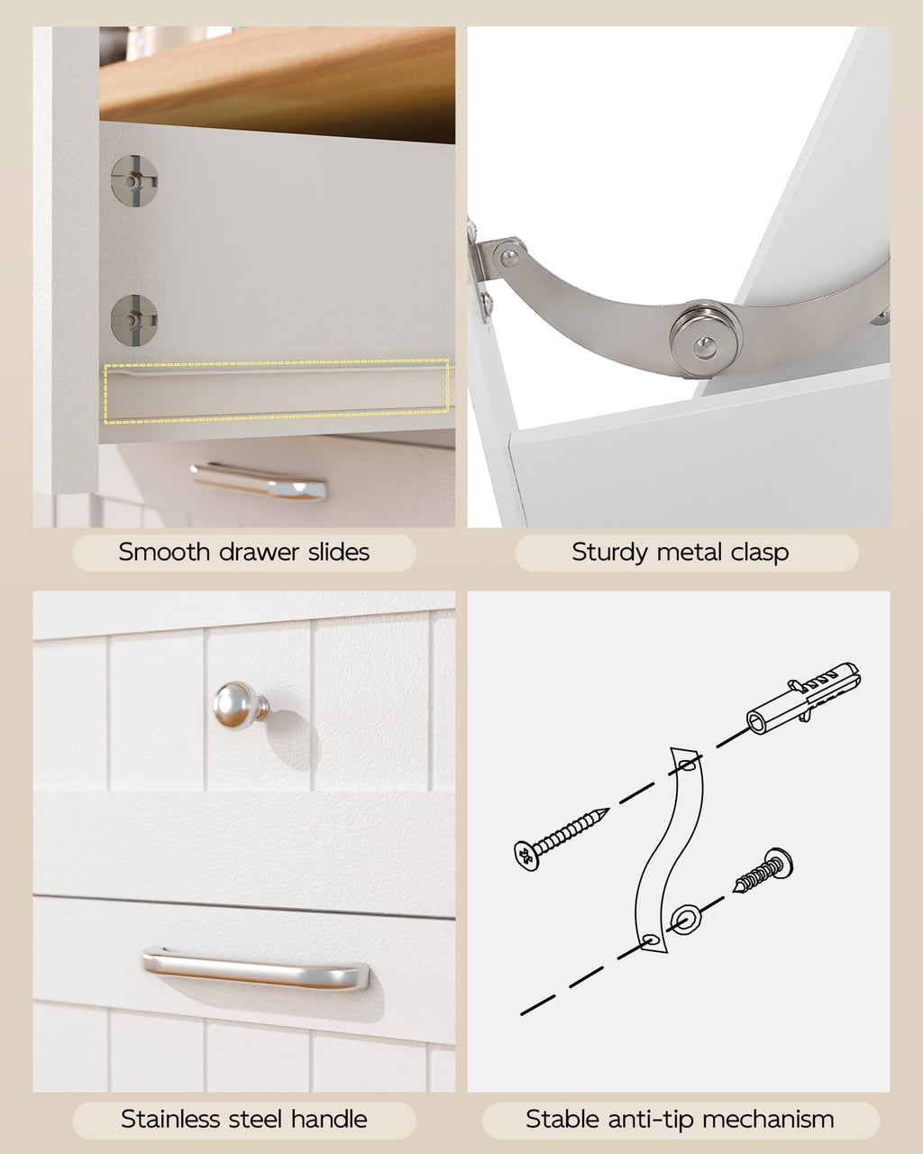White Wooden Tilt Out Trash Cabinet with 2 Drawers M911278