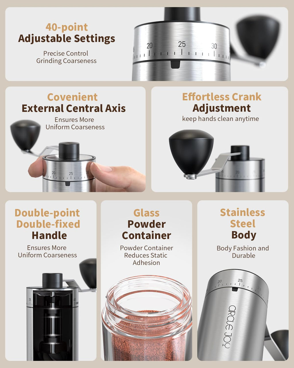 Manual Coffee Grinder with Ceramic Conical Burr R23982