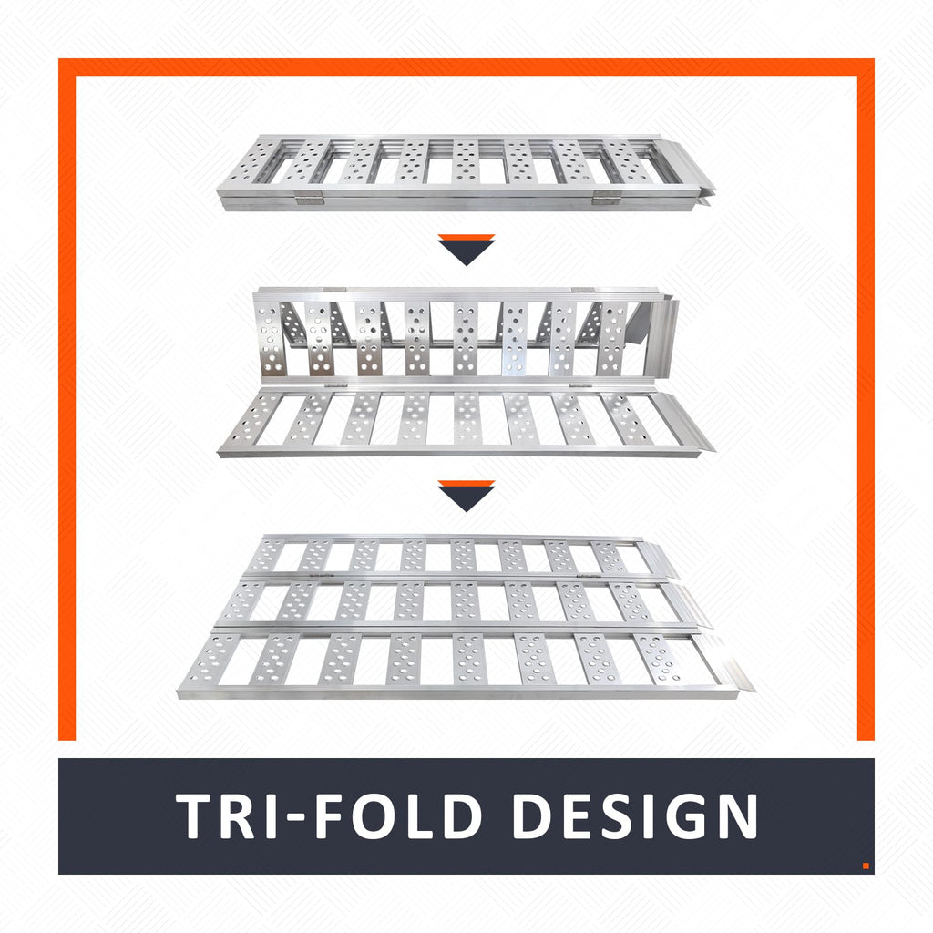 Aluminum Tri-Fold Ramp with Treads, 1600 lbs Capacity T87102