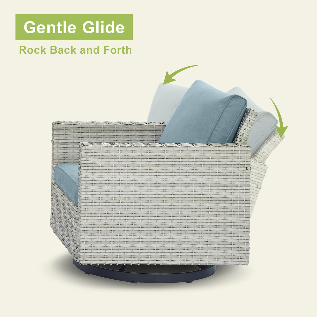 6 Piece Wicker Patio Conversation Set with Swivel Rocker Chairs and Ottoman Q88835