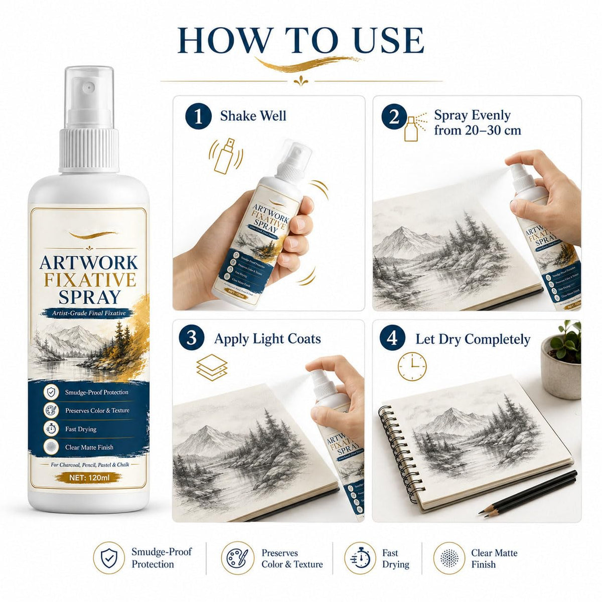 Matte Quick Dry Artwork Fixative Spray 5Pcs G43624