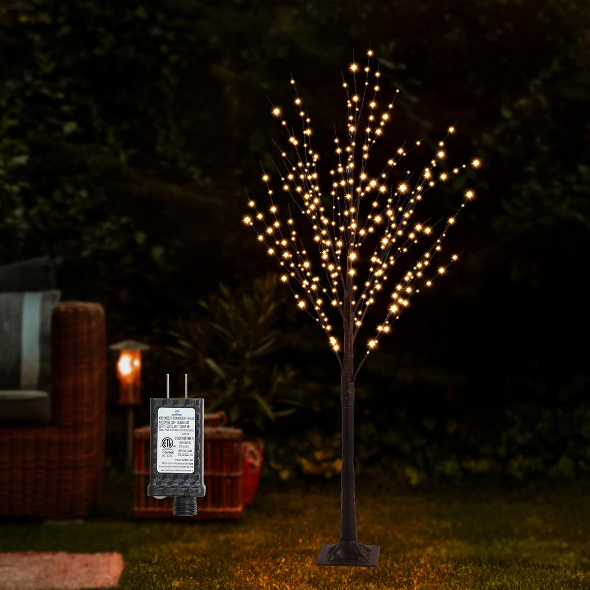 5FT Lighted Birch Tree with 400 LED Warm White Lights F24298