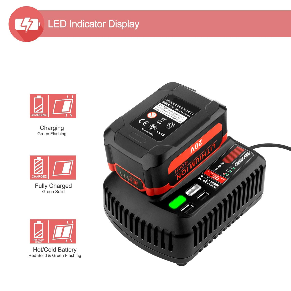 20V 6.0Ah Lithium ion Batteries and Charger Kit E64103