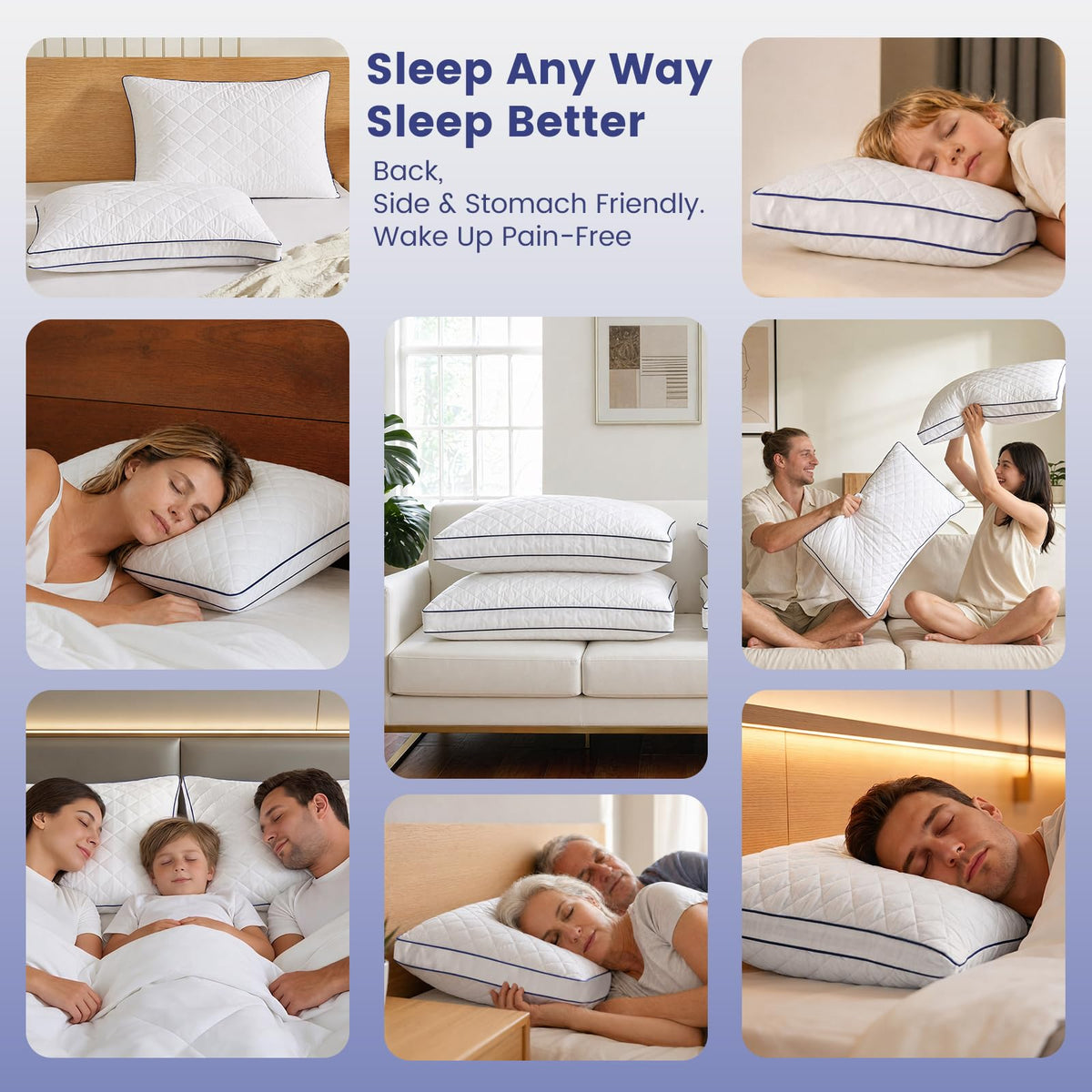 Shredded Memory Foam Pillows King Size Set of 2 P909