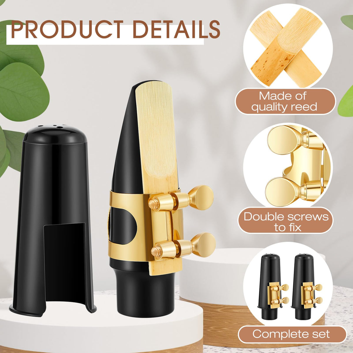 2 Set Alto Saxophone Mouthpiece Kit with 2.5 Reeds V633