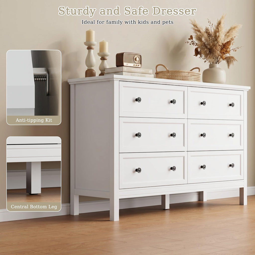 White 6 Drawer Dresser P43727