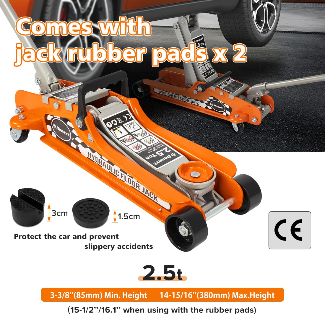 2.5 Ton Steel Floor Jack and 3 Ton Black Jack Stands J287