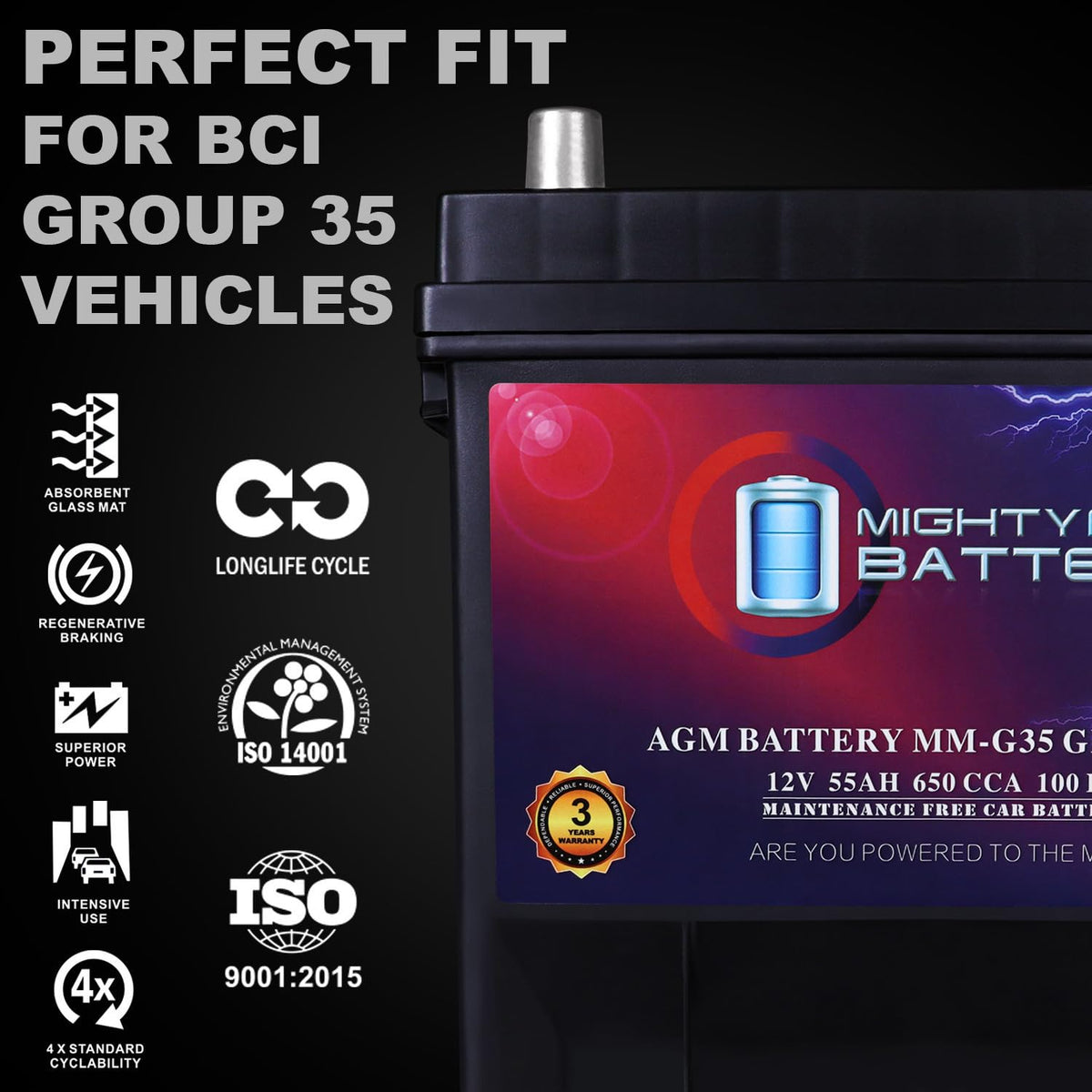 12V 55Ah AGM Replacement Battery T98339