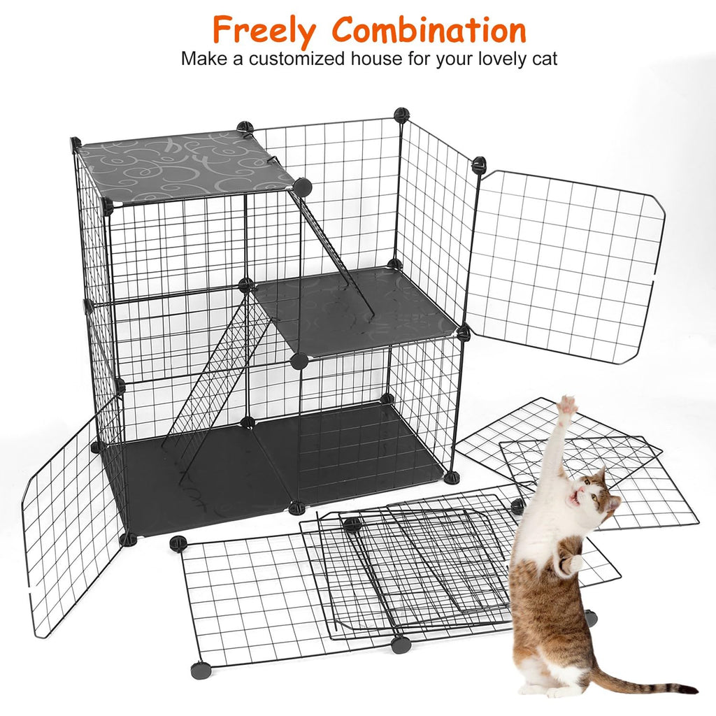 3-Tier Cat Cage with 3 Doors 2 Ramp Ladders U9963