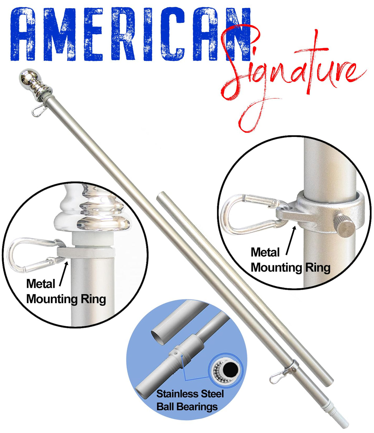 5 ft Heavy-Duty Aluminum Tangle Free Spinning Flag Pole G14570
