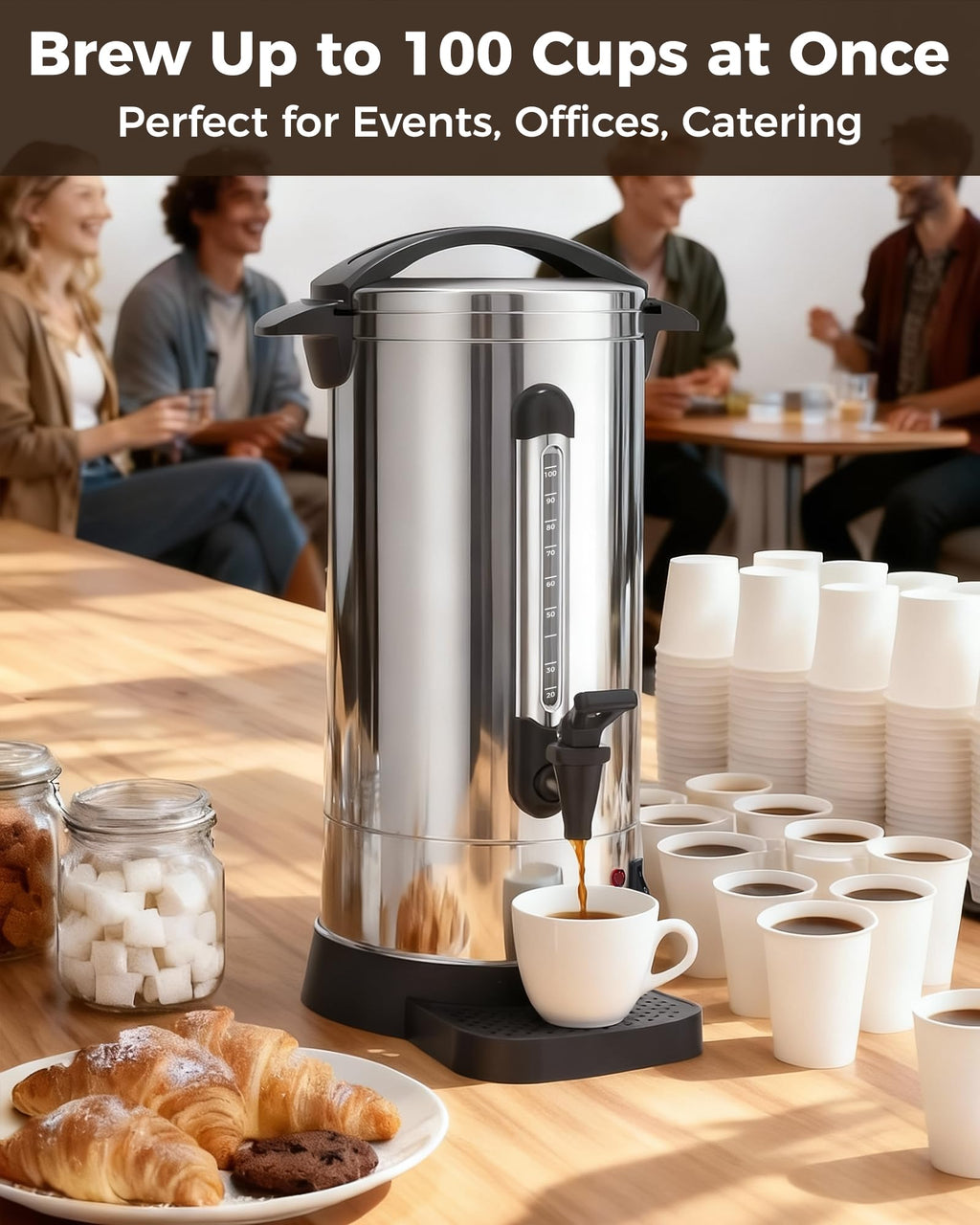 100-Cup Commercial Coffee Urn 15L Stainless Steel Percolator S86723
