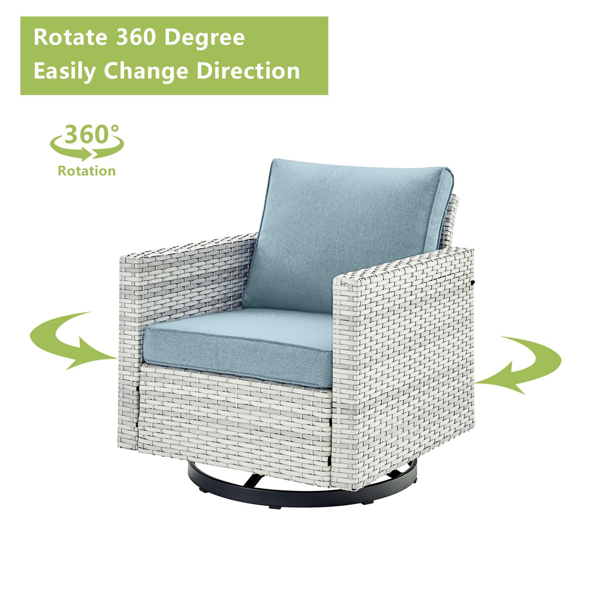 6 Piece Wicker Patio Conversation Set with Swivel Rocker Chairs and Ottoman Q88835