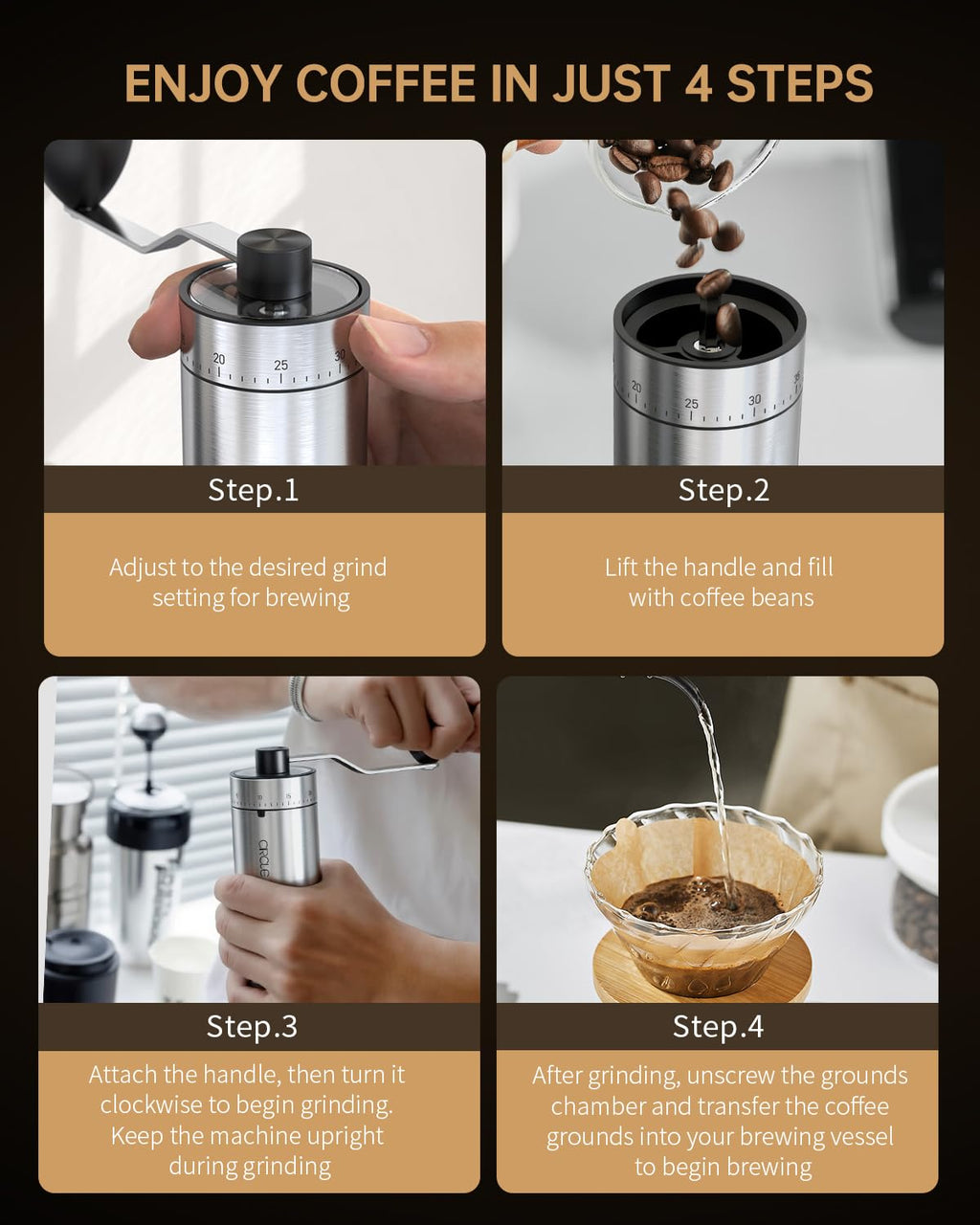 Manual Coffee Grinder with Ceramic Conical Burr R23982