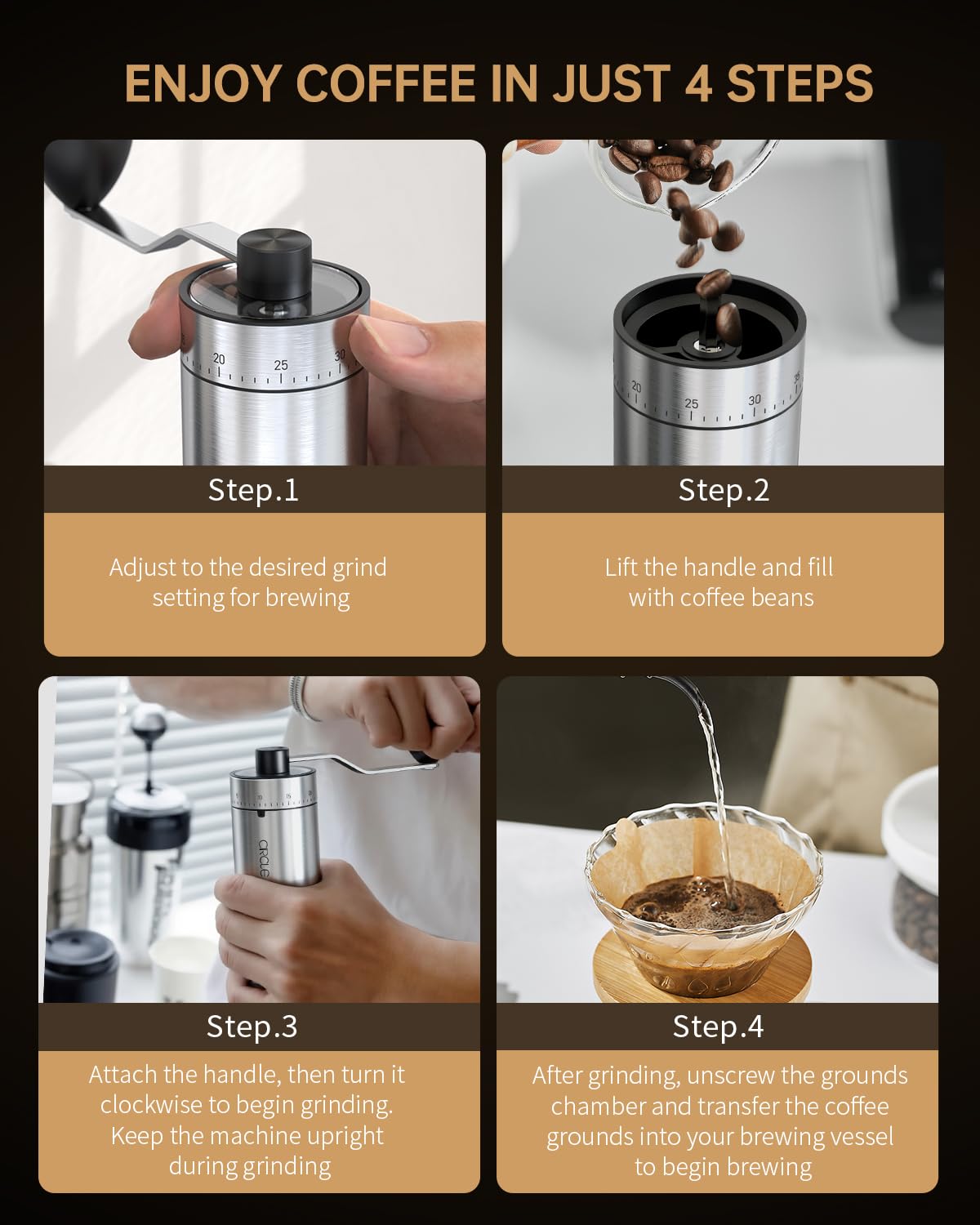 Manual Coffee Grinder with Ceramic Conical Burr R23982