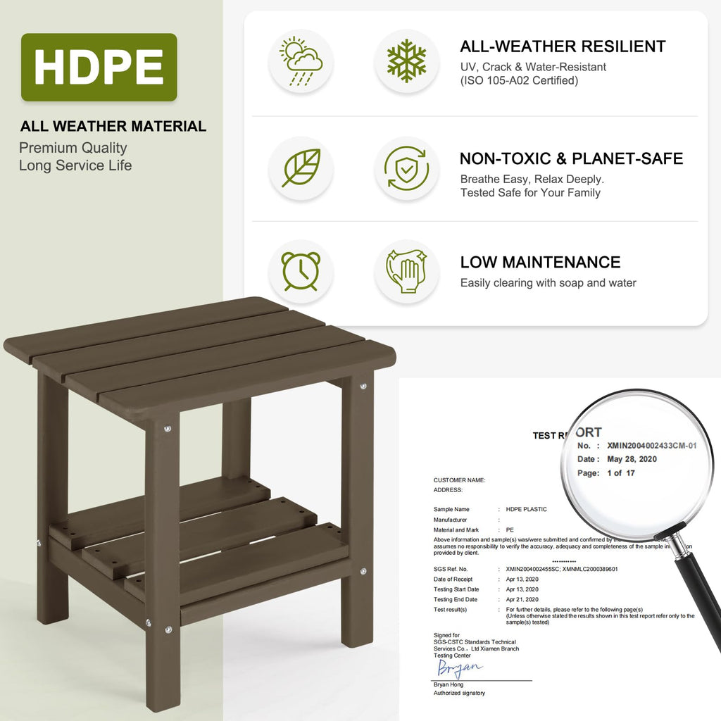 Set of 2 Dark Brown HDPE Storage Side Table E894256