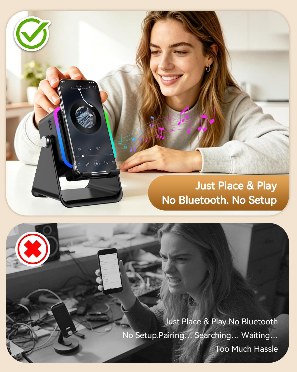 Wireless Induction Speaker with Phone Stand I888635
