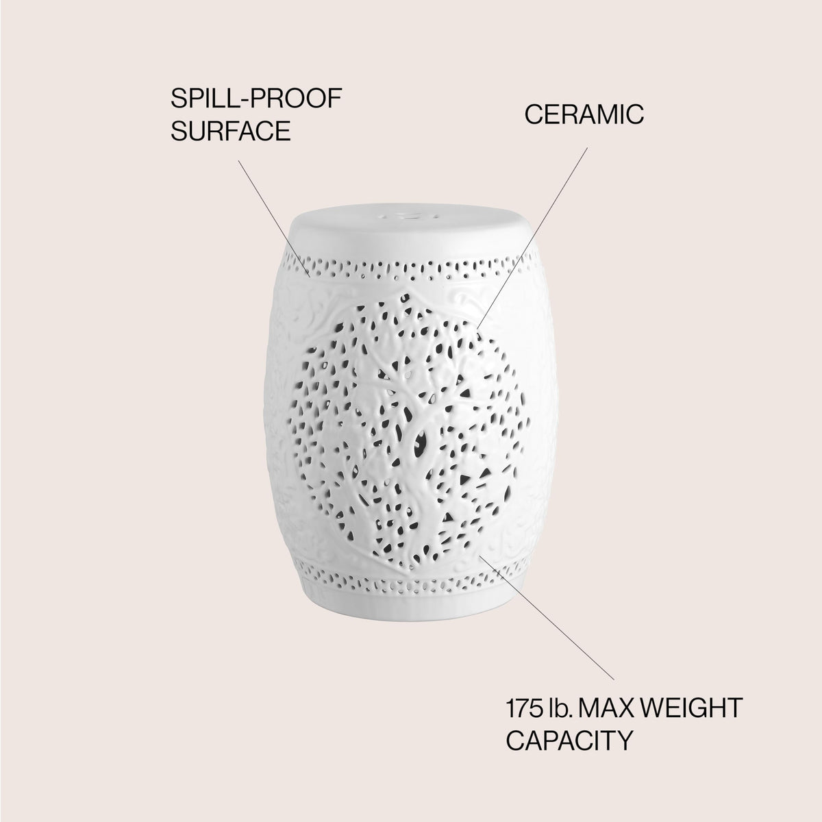 White Ceramic Garden Stool D581