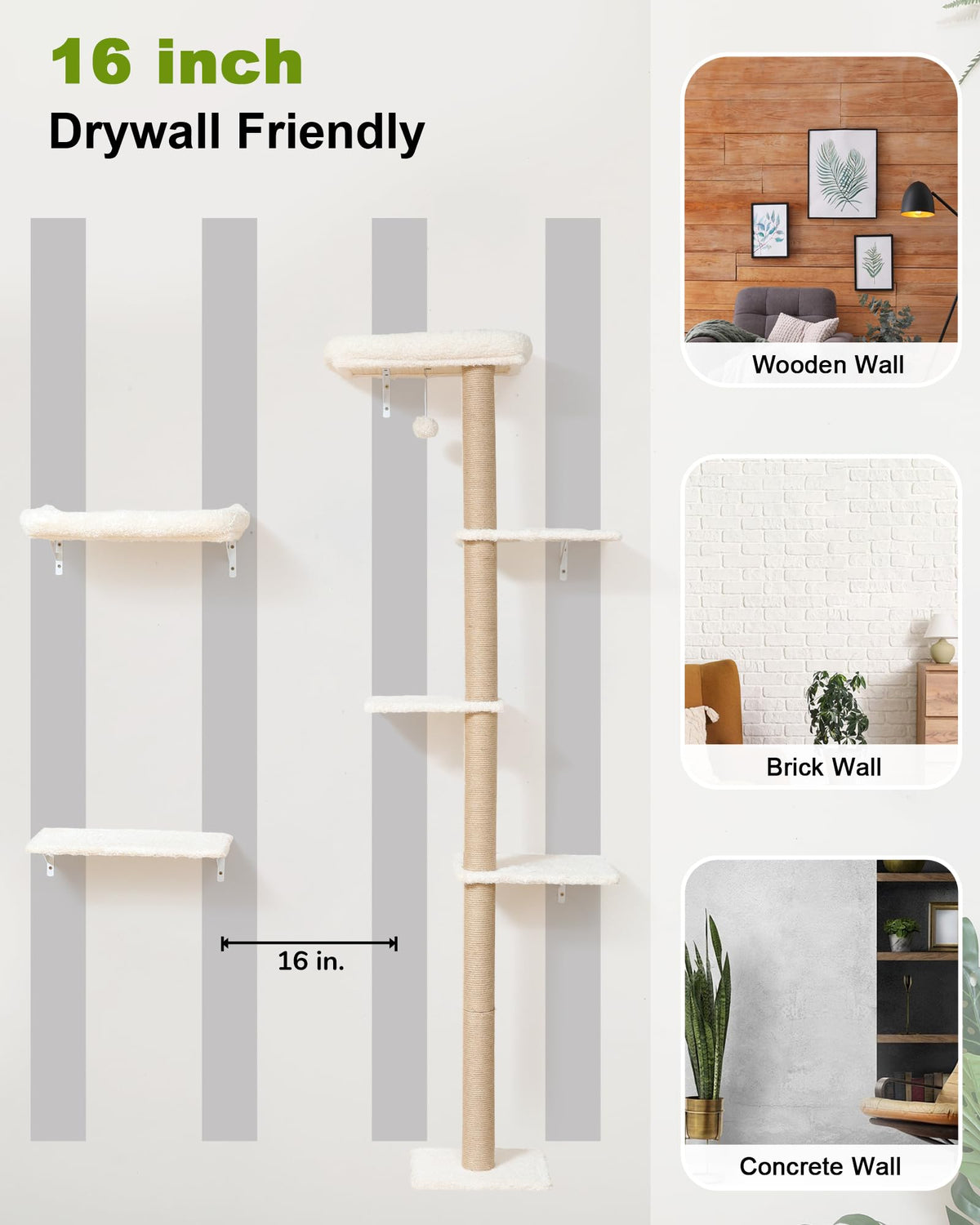 Beige Wall Mounted Cat Shelves Set I447