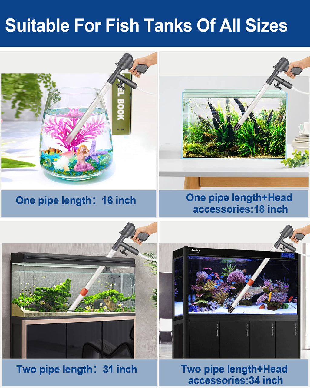 Aquarium Gravel Cleaner Vacuum Fish Tank Cleaner Kit F47880