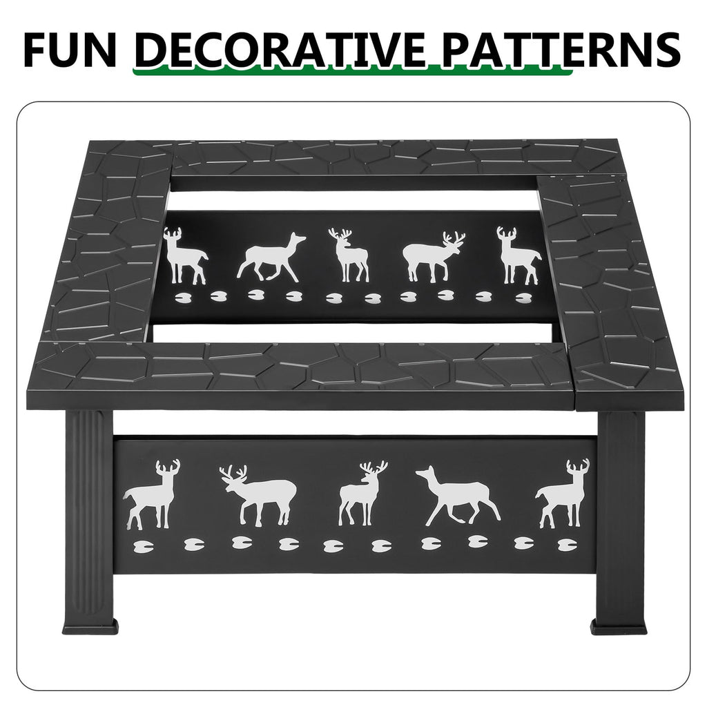 32 Inch Black Wrought Iron Wood Burning Fire Pit C878