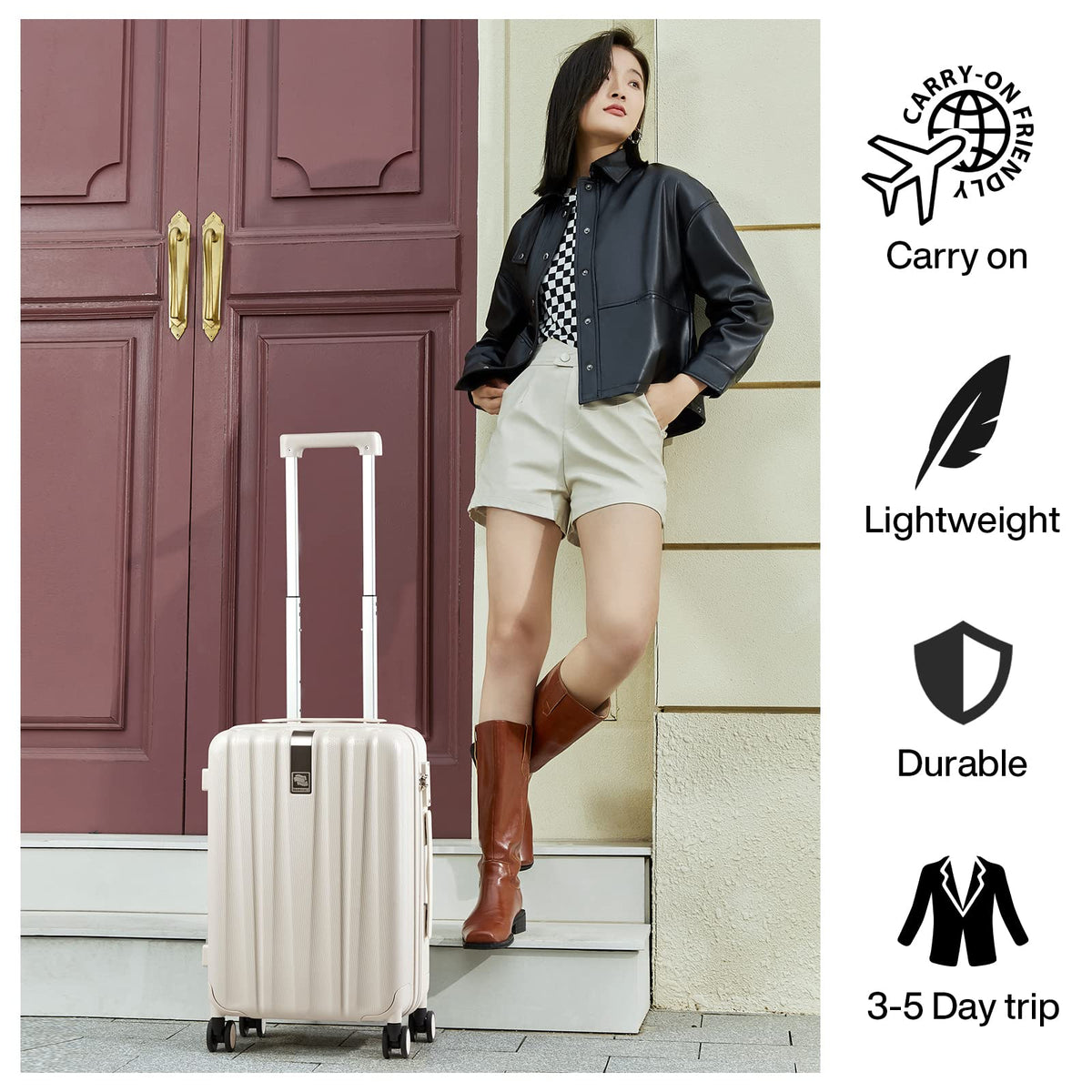 20 Inch Lightweight PC Hard Shell Carry on Luggage with Spinner Wheels H9969