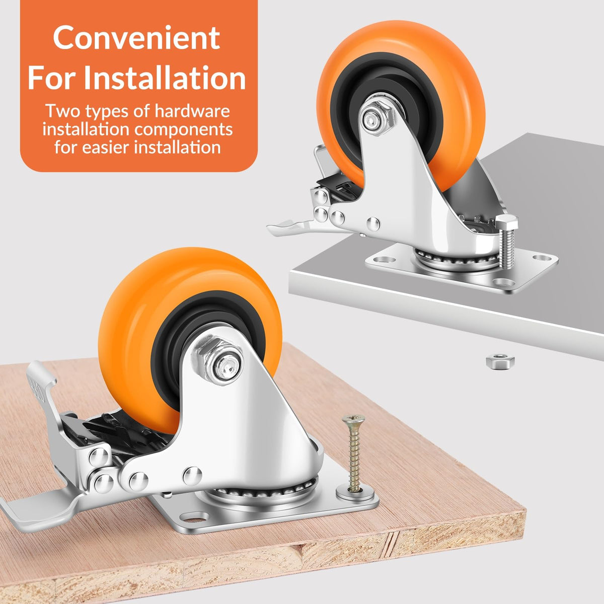 4" Heavy Duty Swivel Caster Wheels Set of 4 with Dual Locking H1390