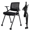 2 Pack Black Mesh Folding Office Chairs with Wheels H954