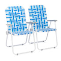 Blue Webbed Folding Lawn Chairs Set of 2 H49647