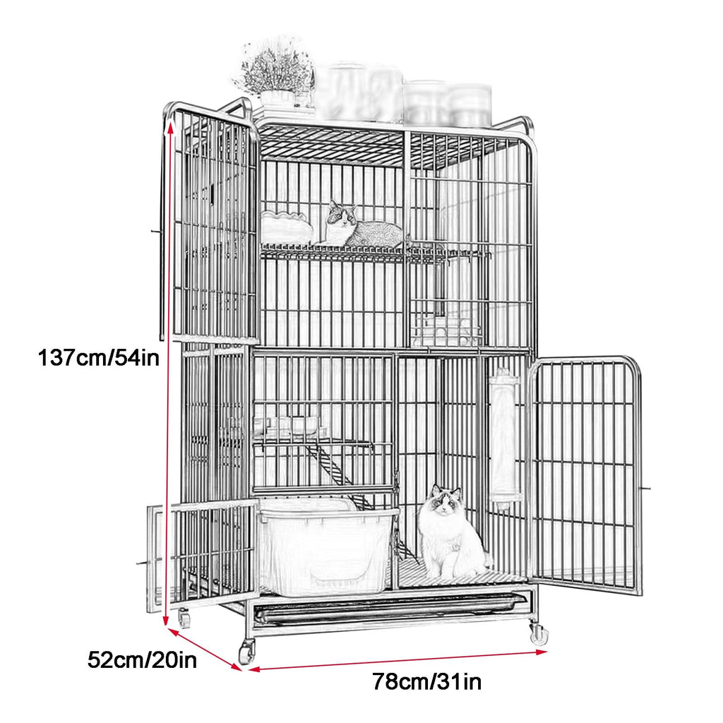 Foldable 4-Tier Indoor Cat Enclosure with Hammock Z553
