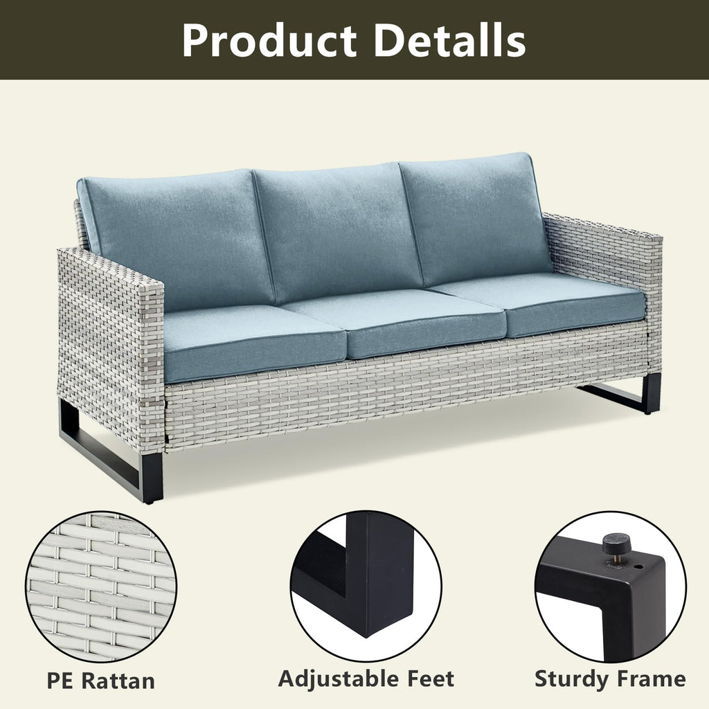 6 Piece Wicker Patio Conversation Set with Swivel Rocker Chairs and Ottoman Q88835