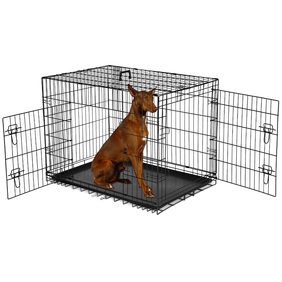 48 Inch Extra Large Folding Dog Crate with Divider Panel H508809