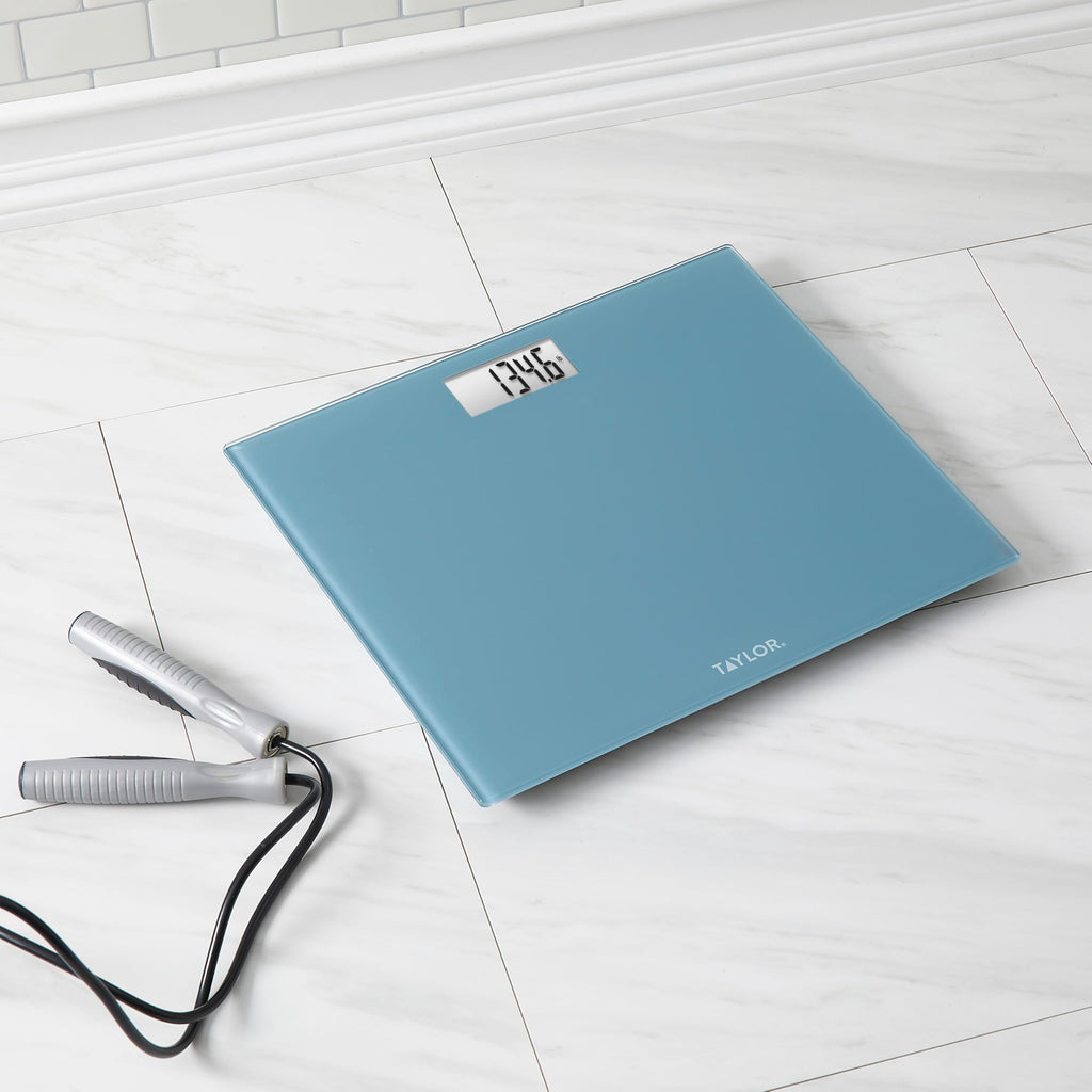 Digital Scale, Extra-Wide 13x15 Glass Platform, Slate Blue T8590