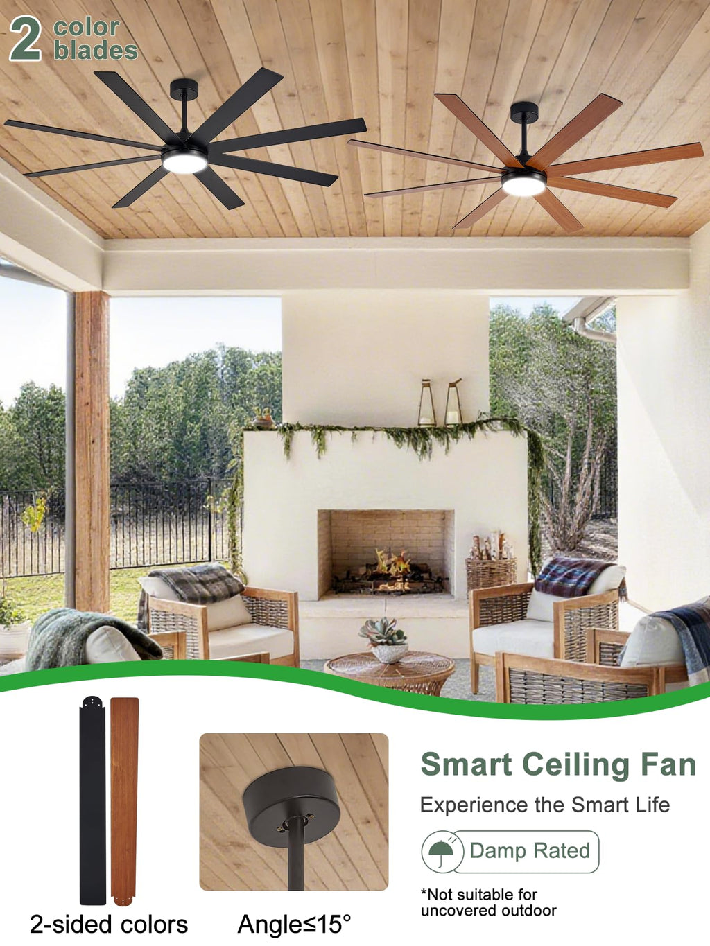 Black 72in Ceiling Fan with Lights K800570