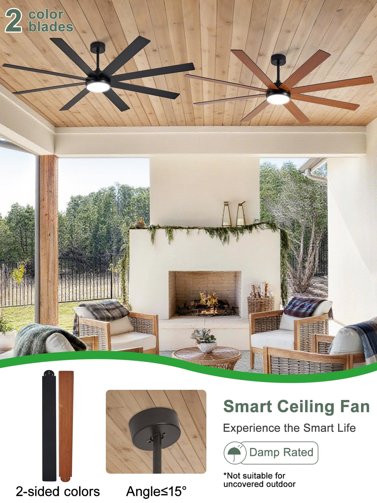 Black 72in Ceiling Fan with Lights K800570