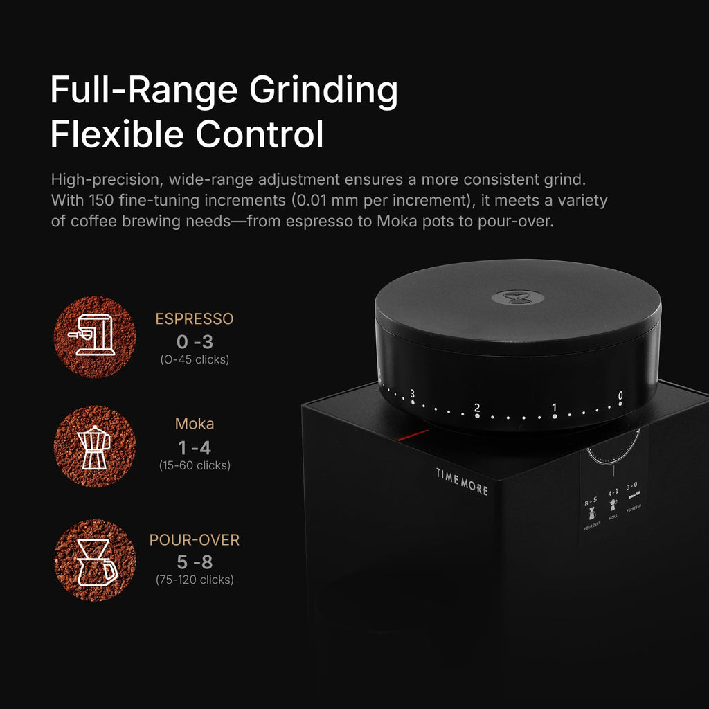 Electric Coffee Grinder 150 Adjustable Settings Stainless Steel Black X4380