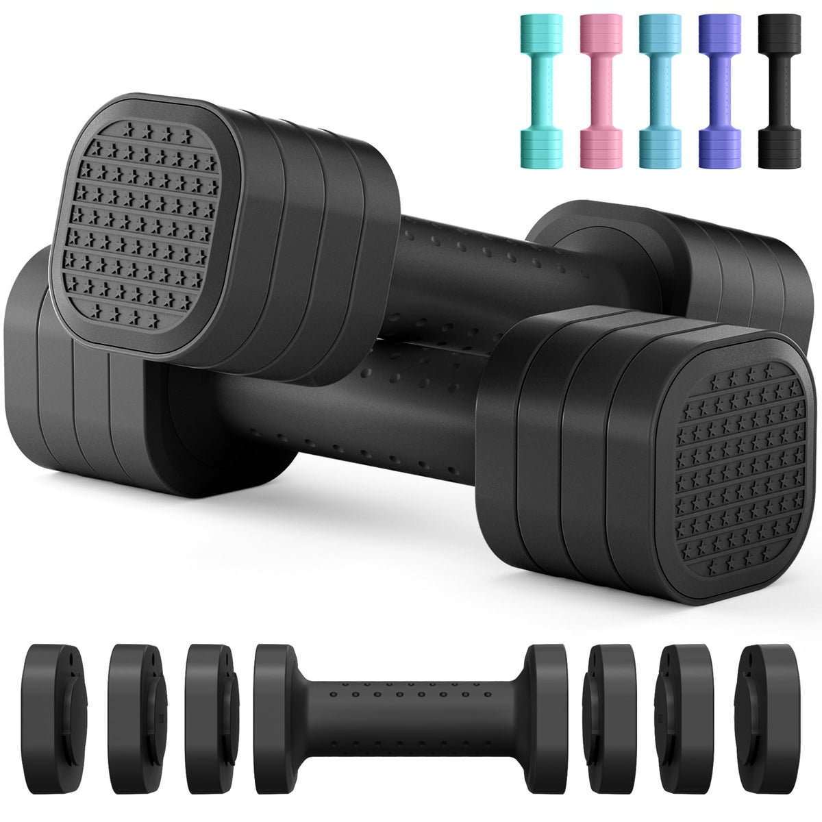 Adjustable 4 in 1 Dumbbell Set with TPU Soft Rubber Handle Q9282