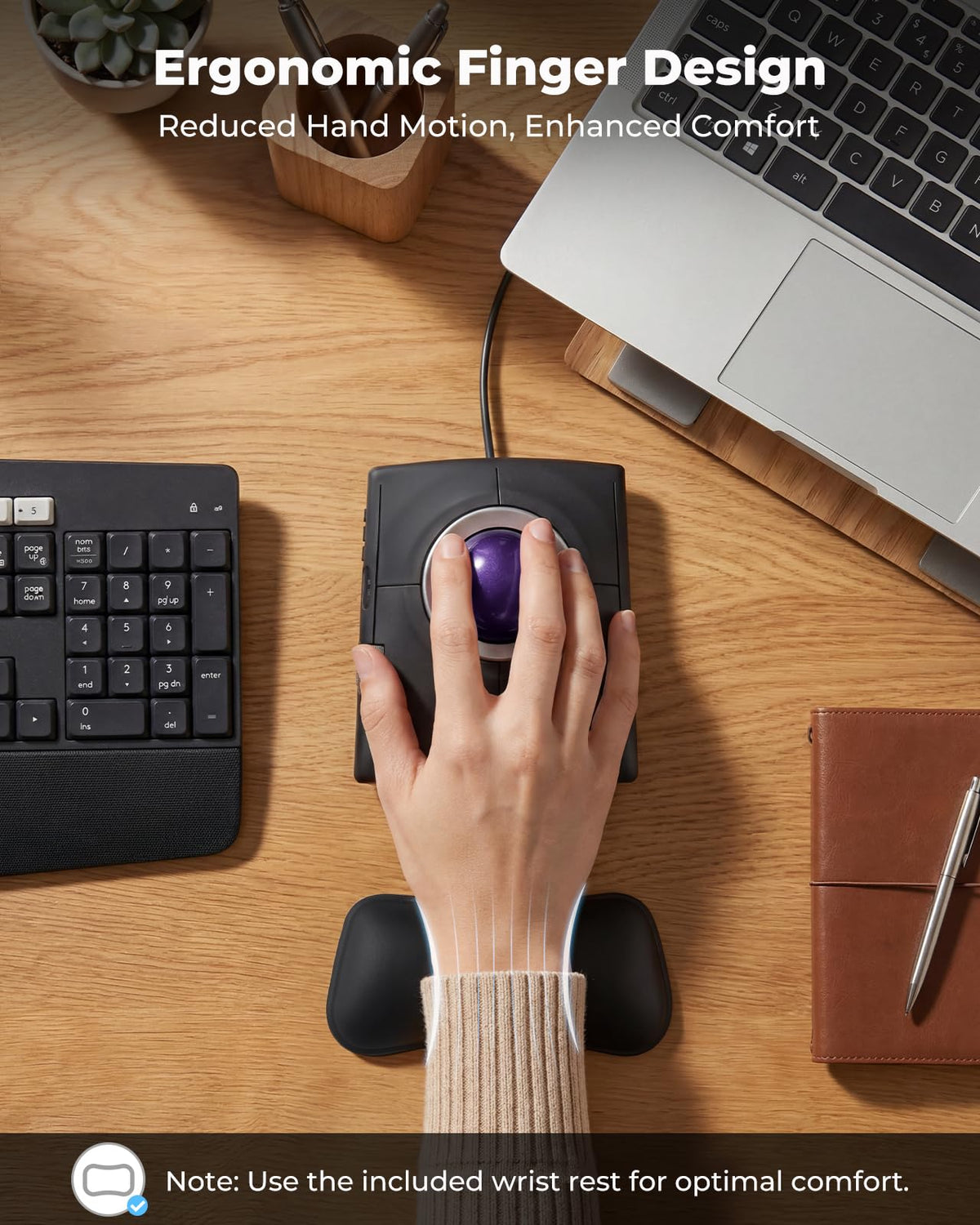 Wired Ergonomic Trackball Mouse T729