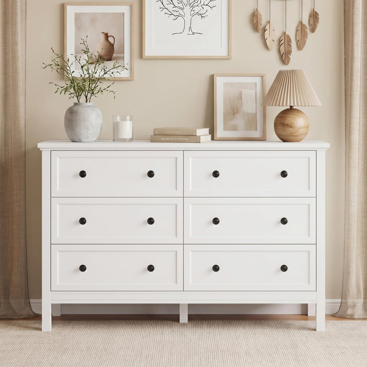 White 6 Drawer Dresser P43727