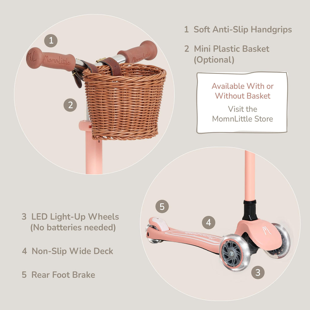 3-Wheel Foldable Toddler Scooter with LED Light-Up Wheels G44210
