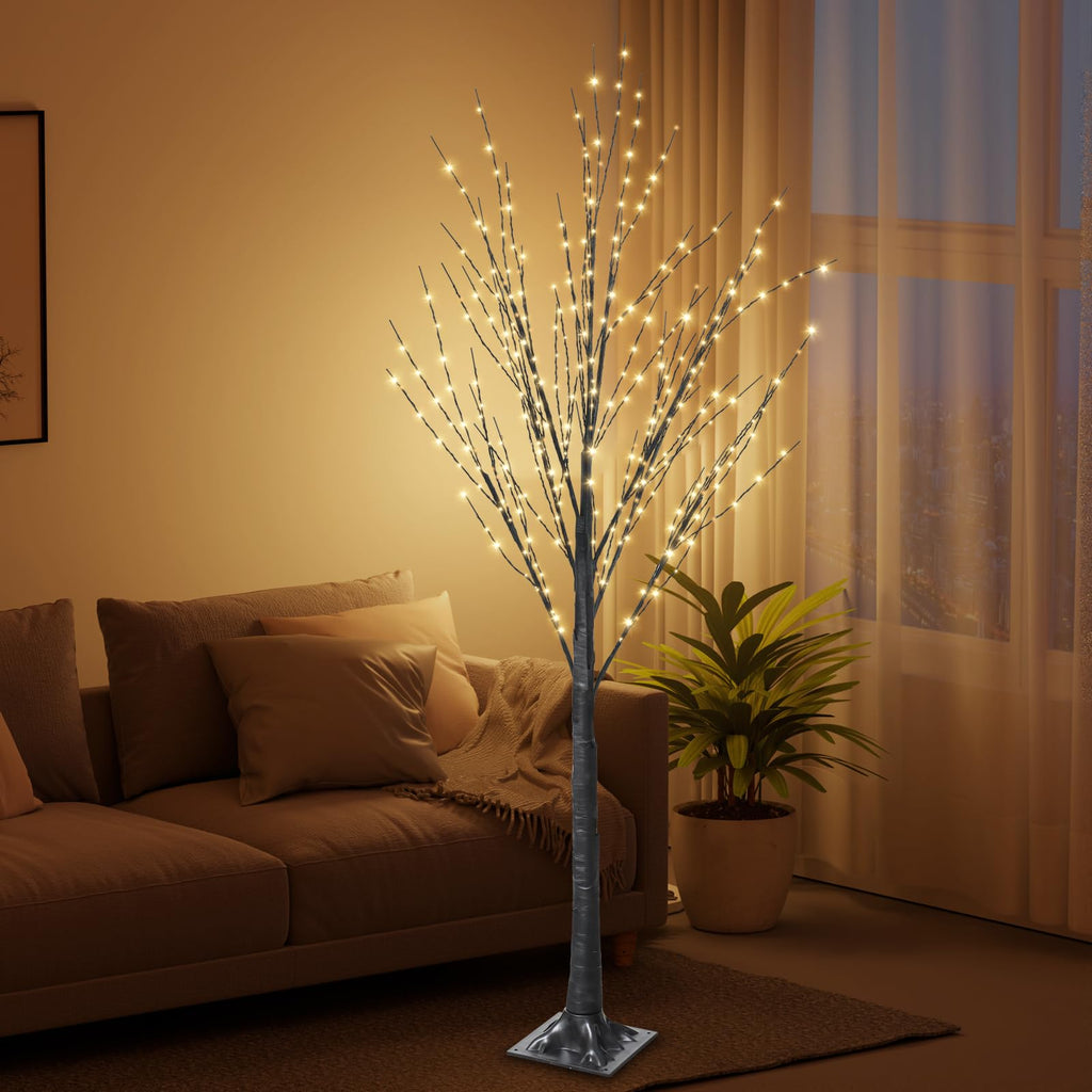 5FT Lighted Birch Tree with 400 LED Warm White Lights F24298