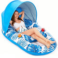 Inflatable Pool Float Lounger with Canopy and Cup Holders Q114