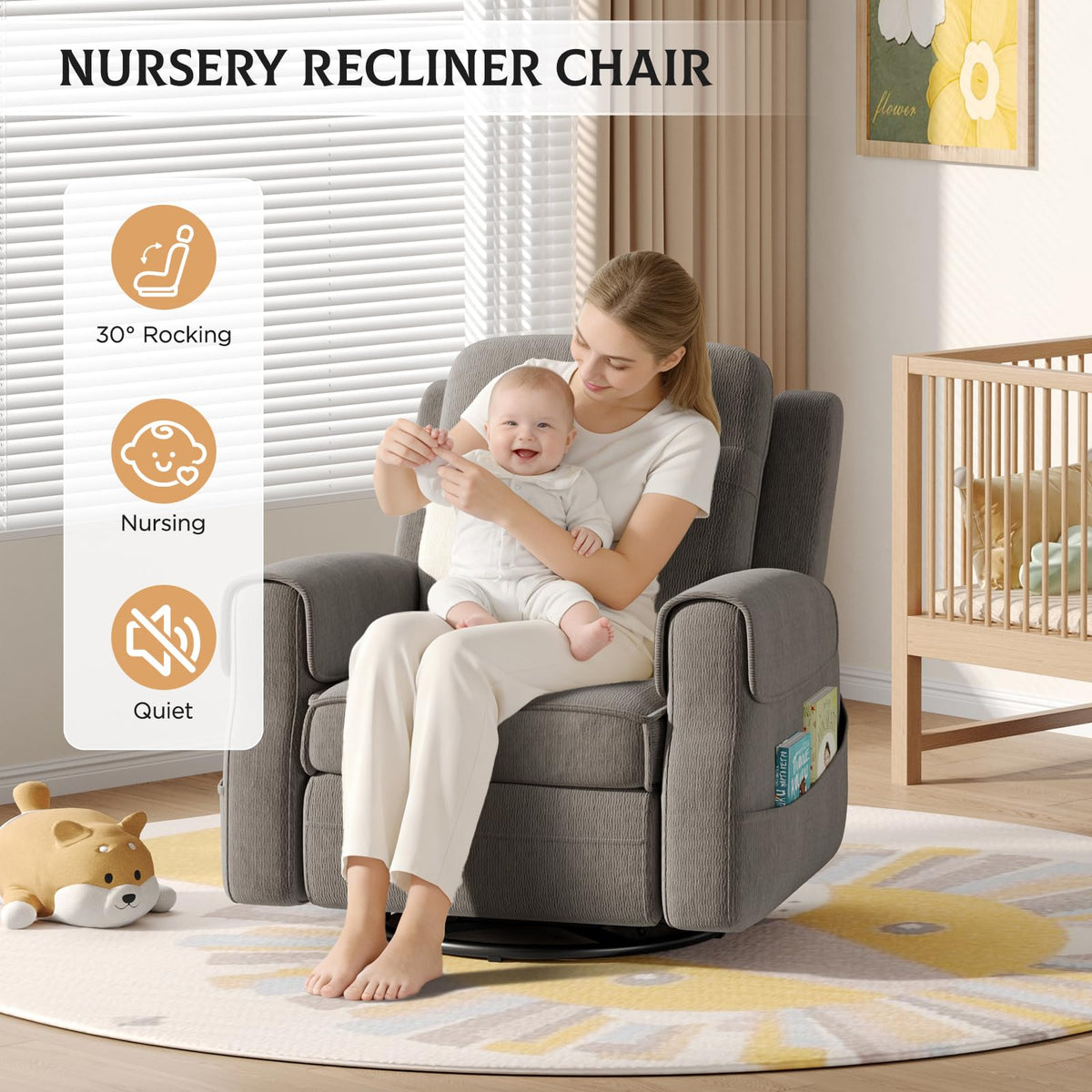 Faux Shearling Recliner Chair Grey Q79329